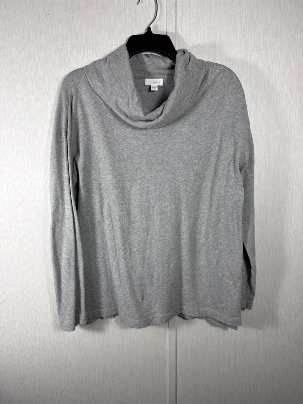 J Jill Pure Jill Tunic Womens M Gray Soft Stretch Cowl Neck Long Sleeve